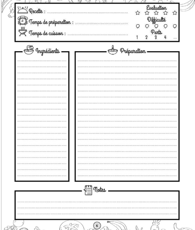 recettes Carnet de 100 recettes cuisine à remplir | Livre de cuisine personnalisable à faire soi-même