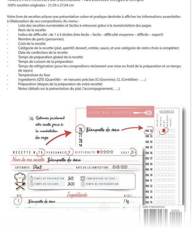 Toutes mes recettes au thermomix – 100 recettes vierges à remplir