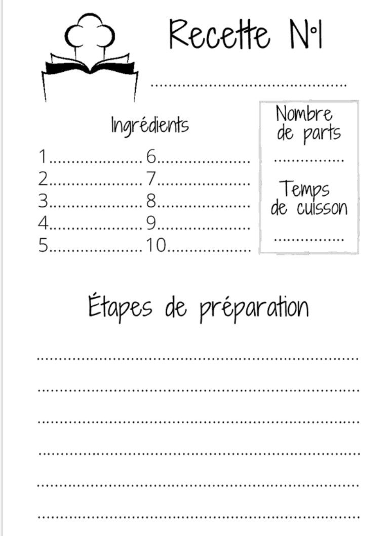 Recettes de mamie Carnet de recettes de cuisine à remplir - 100 fiches de recettes à personnaliser