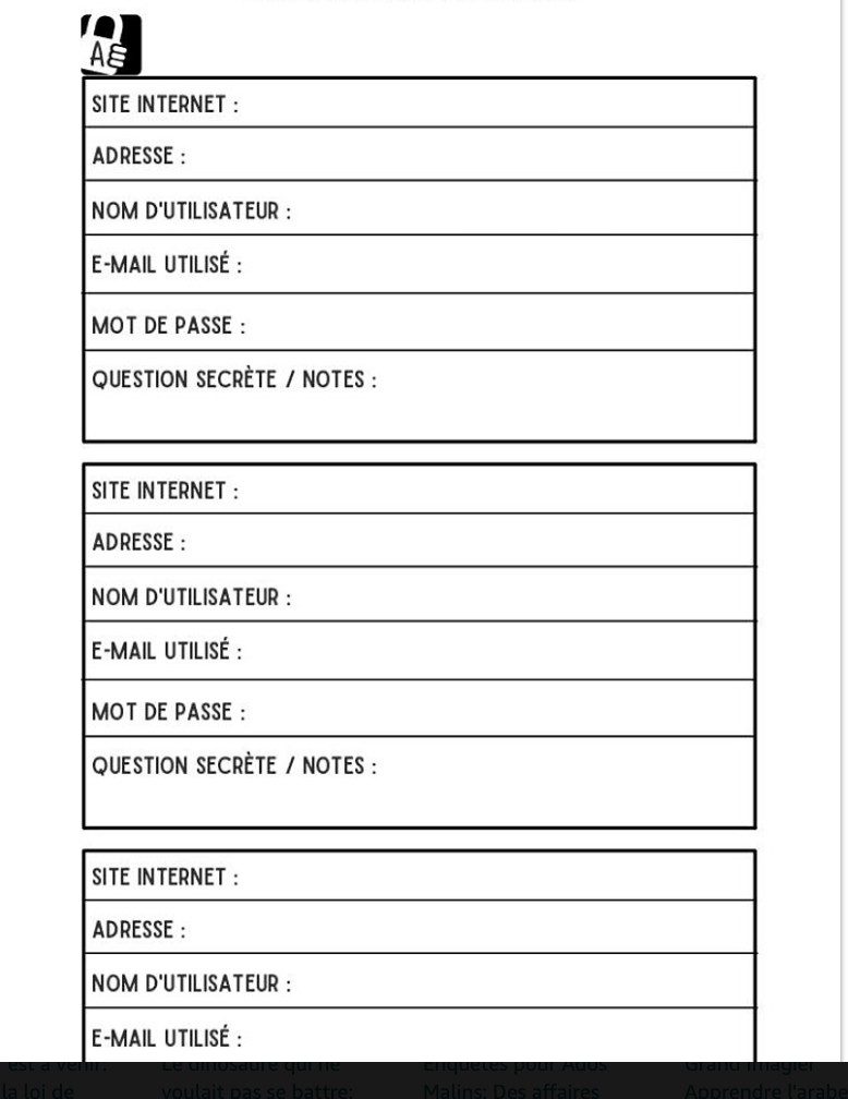 Carnet MOTS DE PASSE INTERNET alphabétique - Très pratique pour ne plus oublier ses codes - Format poche
