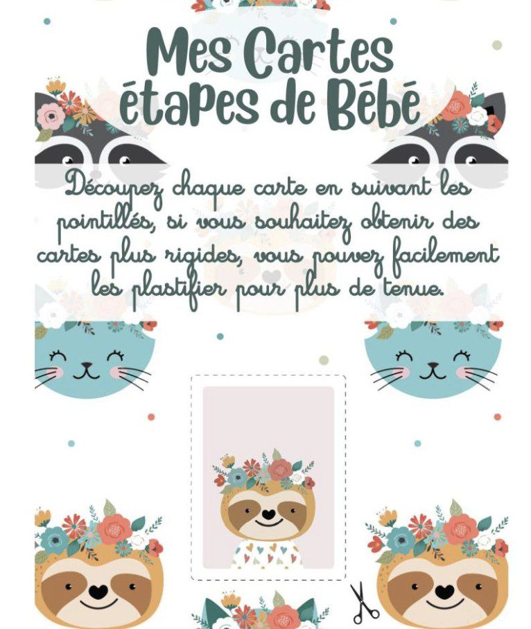 Carte étapes Bébé – 18 cartes étapes à découper Cadeau de naissance