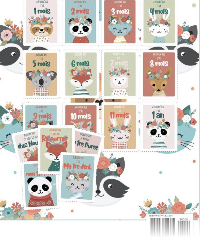 Carte étapes Bébé – 18 cartes étapes à découper Cadeau de naissance