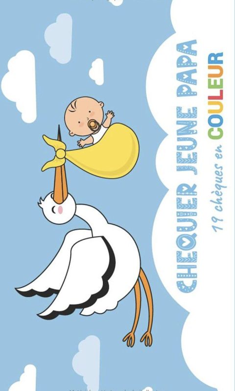 Chéquier Jeune Papa - 19 Chèques en Couleur Cadeau de Naissance pour Papa