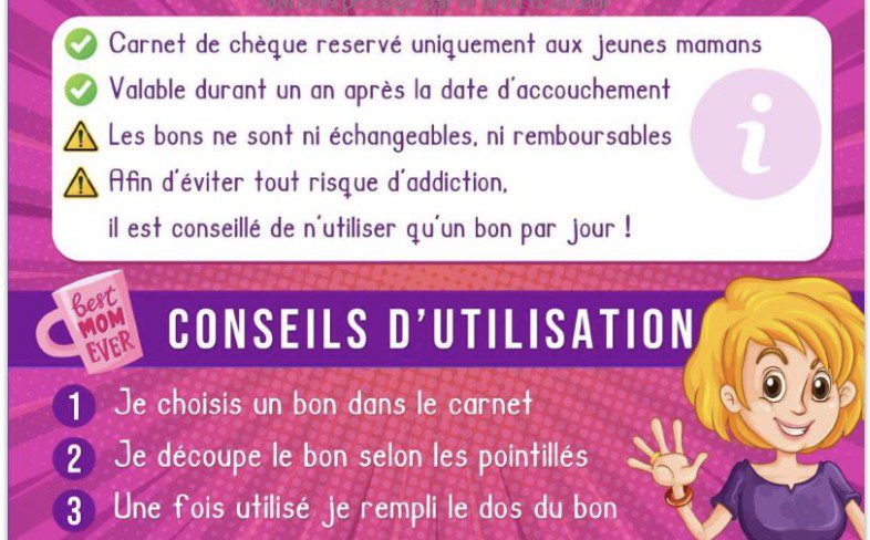Chéquier Jeune Maman Livre de 19 bons couleurs à offrir à une future maman