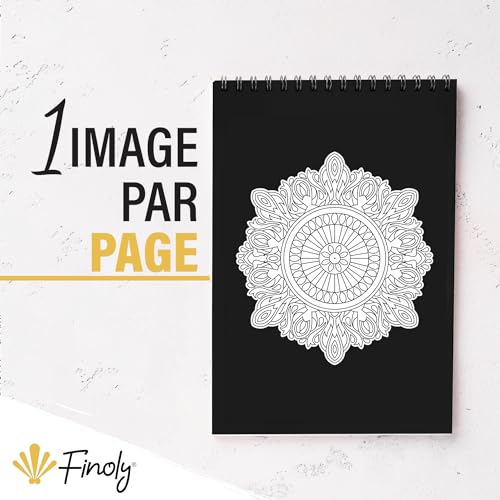 Finoly Mandalas à Colorier pour Adultes : Cahier Anti-Stress aux Motifs Magiques, Reliure Spirale, Format A4