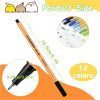 Stylo Feutre Pointe Fine 12 Couleurs Intenses pour Dessin, Coloriage, Bullet Journal