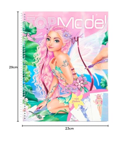 TOPModel Livre de Coloriage Fantasy : Créez des Tenues Magiques avec 78 Pages, Pochoir et Planche de Stickers