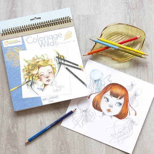 MY MANDARINE Carnet de coloriage Wild - Collection Emmanuelle Colin - 28 pages 20x20cm - Papier Clairefontaine 250g