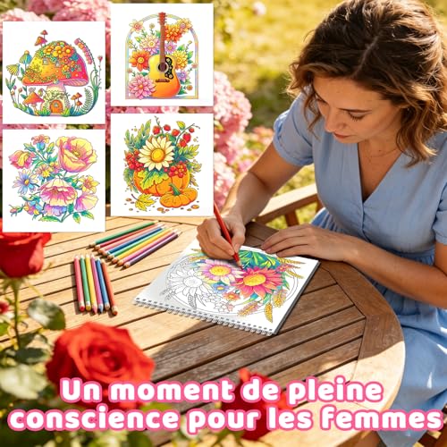 Livre de Coloriage Anti-Stress Elfew Fleurs : 35 Motifs Relaxants pour Adultes, Art-Thérapie et Loisirs Créatifs