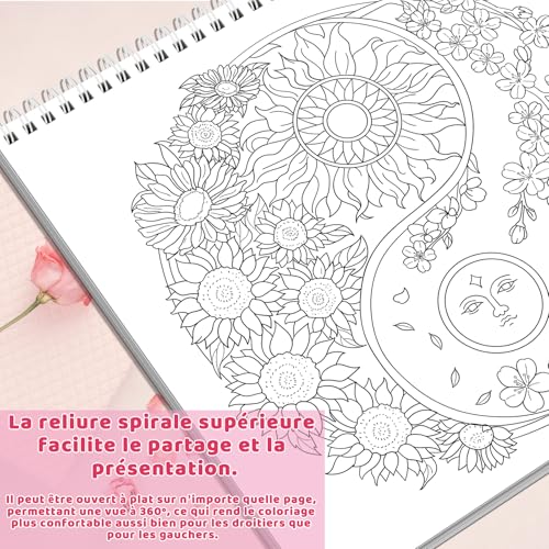 Livre de Coloriage Anti-Stress Elfew Fleurs : 35 Motifs Relaxants pour Adultes, Art-Thérapie et Loisirs Créatifs