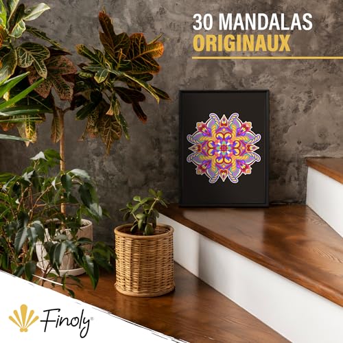 Finoly Mandalas à Colorier pour Adultes : Cahier Anti-Stress aux Motifs Magiques, Reliure Spirale, Format A4