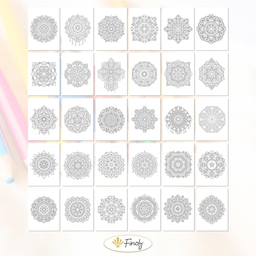 Finoly Mandalas à Colorier pour Adultes - Livre Anti-Stress Zen Vol 1 - 30 Illustrations Originales A4 Reliure Spirale