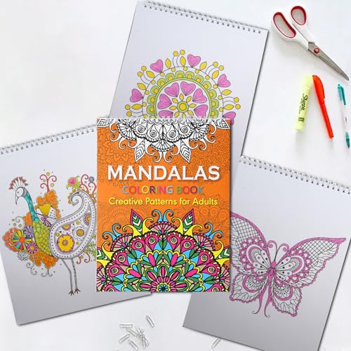 3 Livres de Coloriage Mandala pour Adultes - Relaxation Anti-Stress, Motifs Variés A4