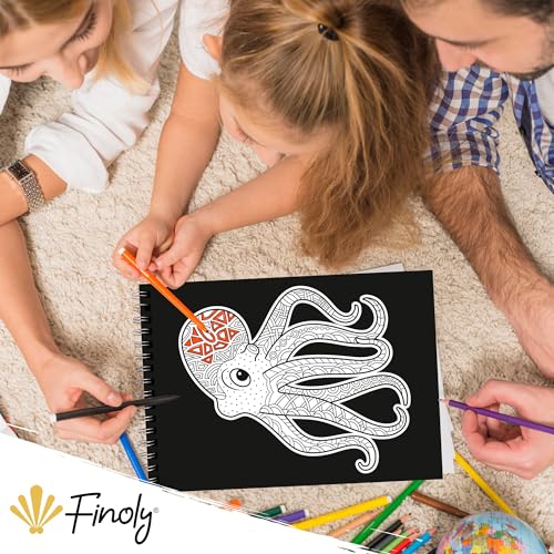 Finoly Mandala Enfant : Livre de Coloriage Anti-Stress A4 pour Enfants et Adultes avec Designs d'Animaux Uniques