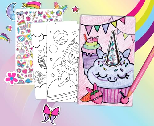 CRAYOLA Créations Kit Licorne Fantaisie : Album à colorier 20 pages, 100 autocollants pour une activité créative dès 6 ans