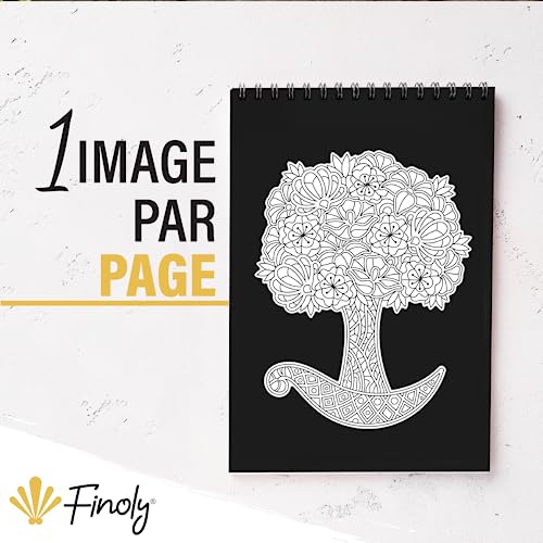 Finoly Mandalas Nature Fantasy Adulte - Cahier Anti Stress A4 Reliure Spirale