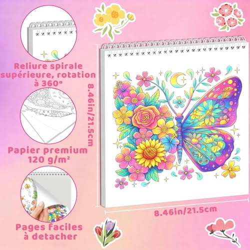 Livre de Coloriage Anti-Stress Elfew Fleurs : 35 Motifs Relaxants pour Adultes, Art-Thérapie et Loisirs Créatifs