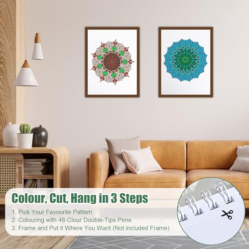 Lot de 2 Livres de Coloriage Anti-Stress pour Adultes : Mandalas Hiboux et Nature, Spirales, 40 Motifs