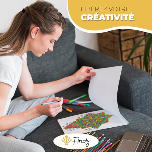 Finoly Mandalas à Colorier pour Adultes - Livre Anti-Stress Zen Vol 1 - 30 Illustrations Originales A4 Reliure Spirale