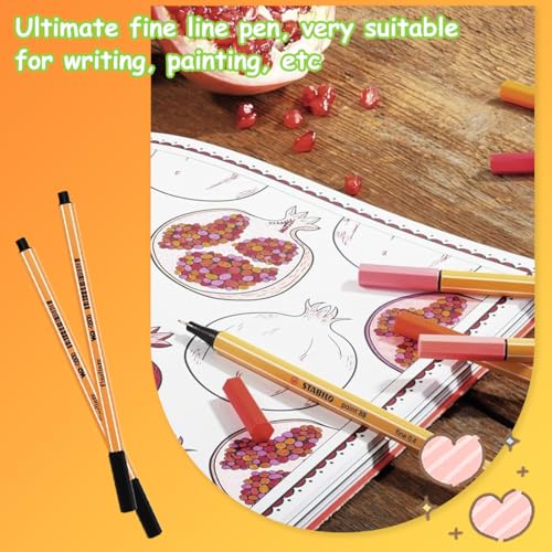 Stylo Feutre Pointe Fine 12 Couleurs Intenses pour Dessin, Coloriage, Bullet Journal