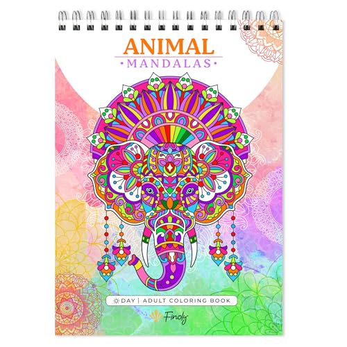 Finoly Mandalas Animaux Anti-Stress A4 - Cahier de Coloriage Adulte avec Reliure Spirale