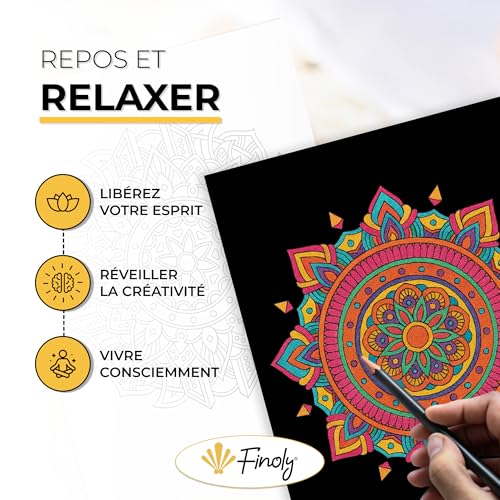 Finoly Mandalas à Colorier pour Adultes : Anti-Stress, Reliure Spirale, Format A4