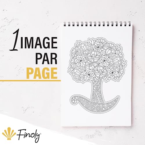 Finoly Mandalas A4 : Cahier Anti-Stress à Reliure Spirale pour Adultes - Papier Premium pour Art-Thérapie