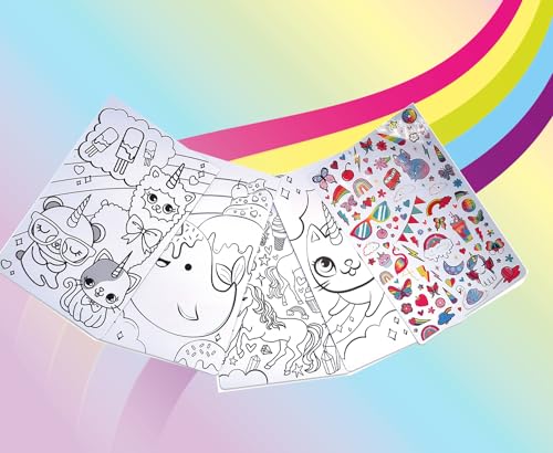 CRAYOLA Créations Kit Licorne Fantaisie : Album à colorier 20 pages, 100 autocollants pour une activité créative dès 6 ans