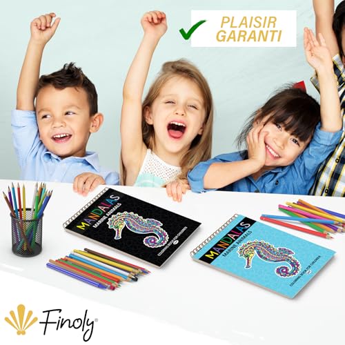 Finoly Mandala Enfant : Livre de Coloriage Anti-Stress A4 pour Enfants et Adultes avec Designs d'Animaux Uniques