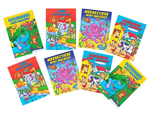 Libetui Lot de 8 Mini Livres de Coloriage pour Enfants - Thèmes Variés : Jungle, Ferme, Monde Marin, Zoo