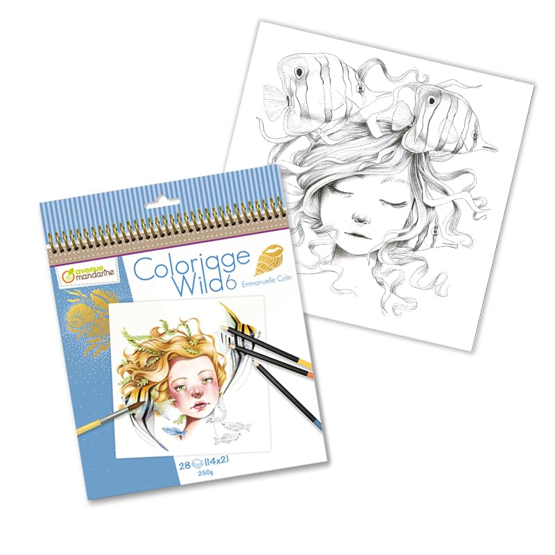 MY MANDARINE Carnet de coloriage Wild - Collection Emmanuelle Colin - 28 pages 20x20cm - Papier Clairefontaine 250g