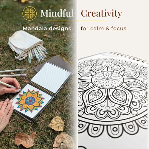 Zenn Meditation Art : Livre de coloriage Mandala A5 pour adultes, avec marqueurs, pour la pleine conscience, la relaxation et la réduction du stress