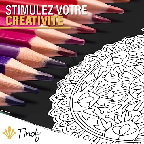 Finoly Mandalas Nature Fantasy Adulte - Cahier Anti Stress A4 Reliure Spirale