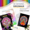 Livre de Coloriage Mandalas pour Adultes Finoly - Art-Thérapie Anti-Stress, Papier Premium Épais, Format A4 avec Reliure Spirale