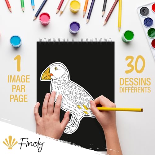 Finoly Mandala Enfant : Livre de Coloriage Anti-Stress A4 pour Enfants et Adultes avec Designs d'Animaux Uniques