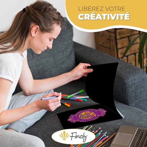 Livre de Coloriage Mandalas pour Adultes Finoly - Art-Thérapie Anti-Stress, Papier Premium Épais, Format A4 avec Reliure Spirale