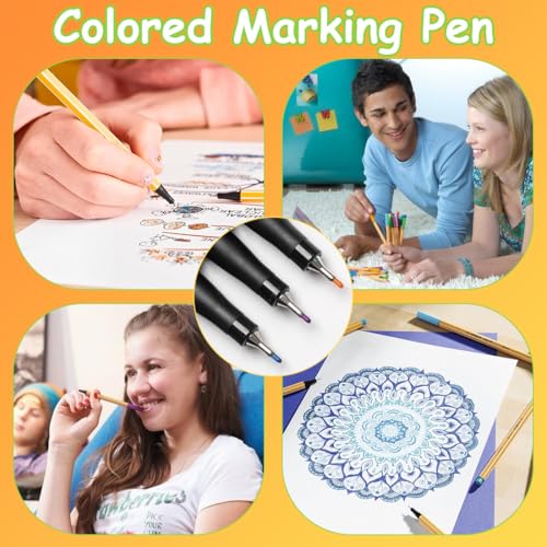 Stylo Feutre Pointe Fine 12 Couleurs Intenses pour Dessin, Coloriage, Bullet Journal