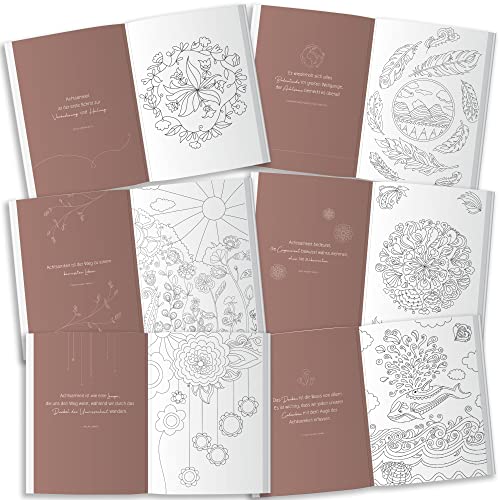 LEAF & GOLD® Livre de Coloriage Adulte : Mandalas de Pleine Conscience, Plus de 30 Motifs avec Perforation