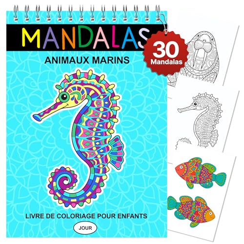 Finoly Mandala Enfant : Livre de Coloriage Anti-Stress A4 pour Enfants et Adultes avec Designs d'Animaux Uniques