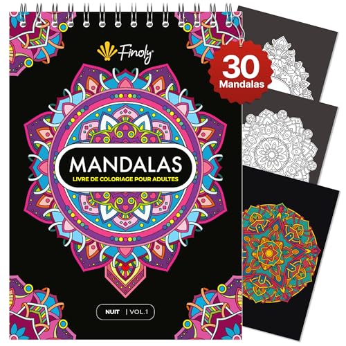 Finoly Mandalas à Colorier pour Adultes : Anti-Stress, Reliure Spirale, Format A4