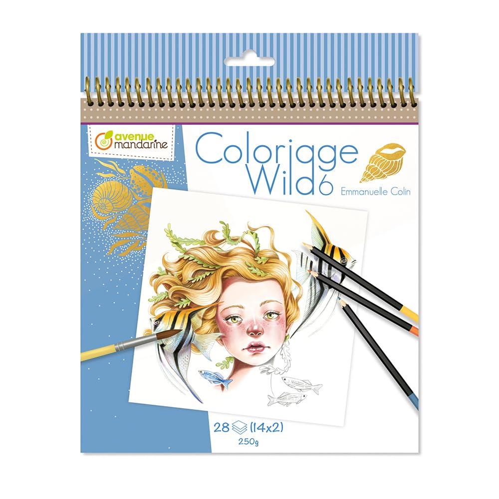 MY MANDARINE Carnet de coloriage Wild - Collection Emmanuelle Colin - 28 pages 20x20cm - Papier Clairefontaine 250g