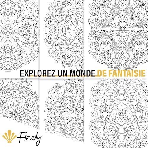 Finoly Mandalas A4 : Cahier Anti-Stress à Reliure Spirale pour Adultes - Papier Premium pour Art-Thérapie