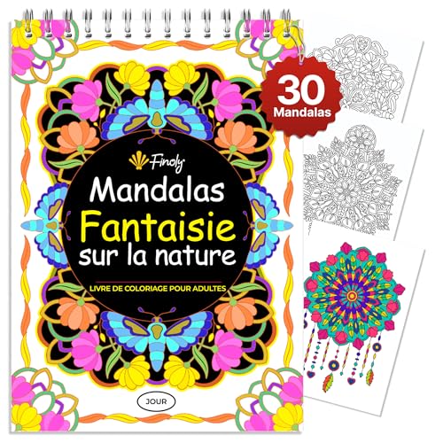 Finoly Mandalas A4 : Cahier Anti-Stress à Reliure Spirale pour Adultes - Papier Premium pour Art-Thérapie