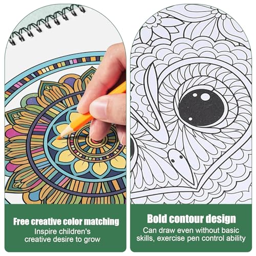 Lot de 2 Livres de Coloriage Anti-Stress pour Adultes : Mandalas Hiboux et Nature, Spirales, 40 Motifs