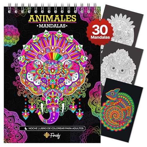 Livre de Coloriage Mandalas pour Adultes Finoly - Art-Thérapie Anti-Stress, Papier Premium Épais, Format A4 avec Reliure Spirale