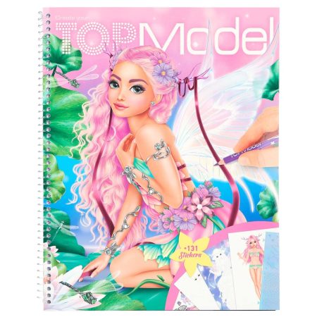 TOPModel Livre de Coloriage Fantasy : Créez des Tenues Magiques avec 78 Pages, Pochoir et Planche de Stickers