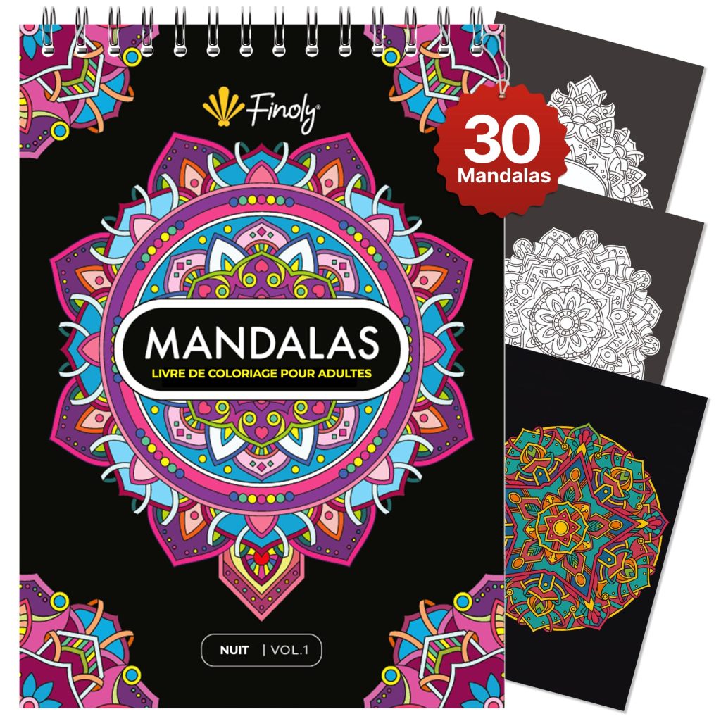 Finoly Mandalas à Colorier pour Adultes : Anti-Stress, Reliure Spirale, Format A4