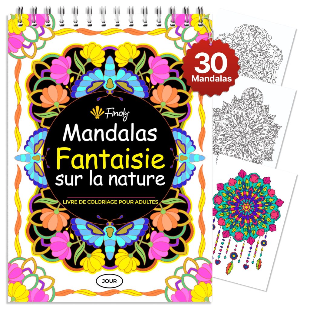 Finoly Mandalas A4 : Cahier Anti-Stress à Reliure Spirale pour Adultes - Papier Premium pour Art-Thérapie