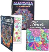 Pobuu Lot de 3 Livres de Coloriage pour Adultes : Mandalas, Fleurs, Animaux - Relaxation et Créativité
