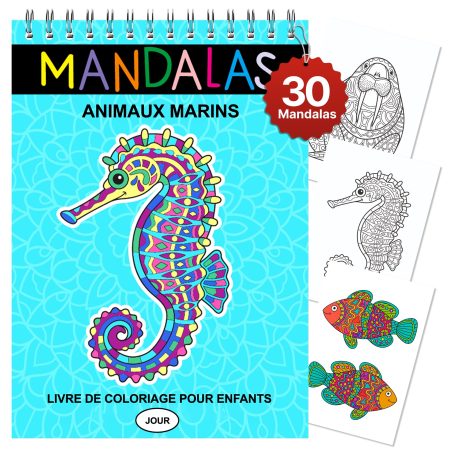 Finoly Mandala Enfant : Livre de Coloriage Anti-Stress A4 pour Enfants et Adultes avec Designs d'Animaux Uniques
